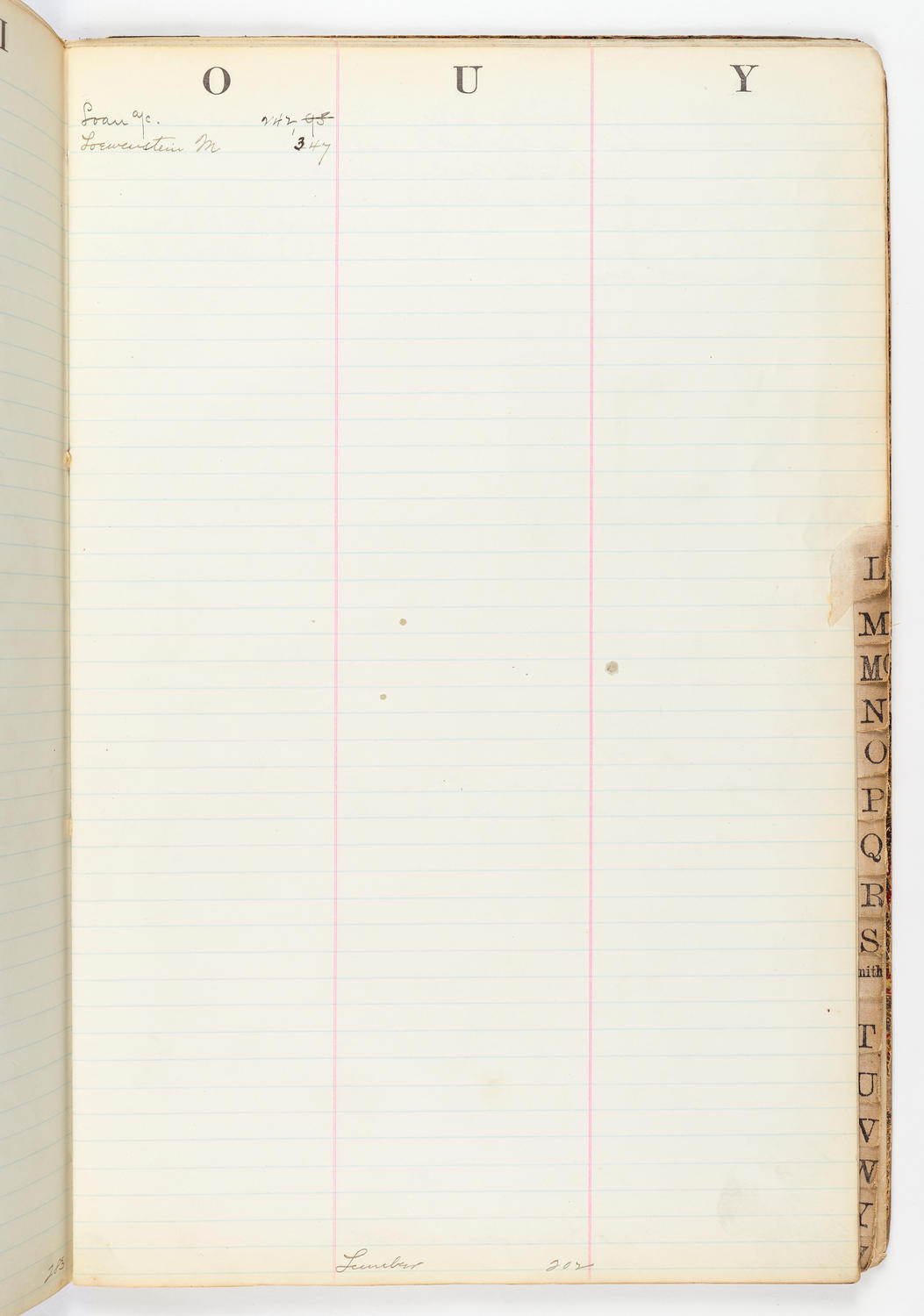 Music Hall Account Ledger Index, volume 2, page 29