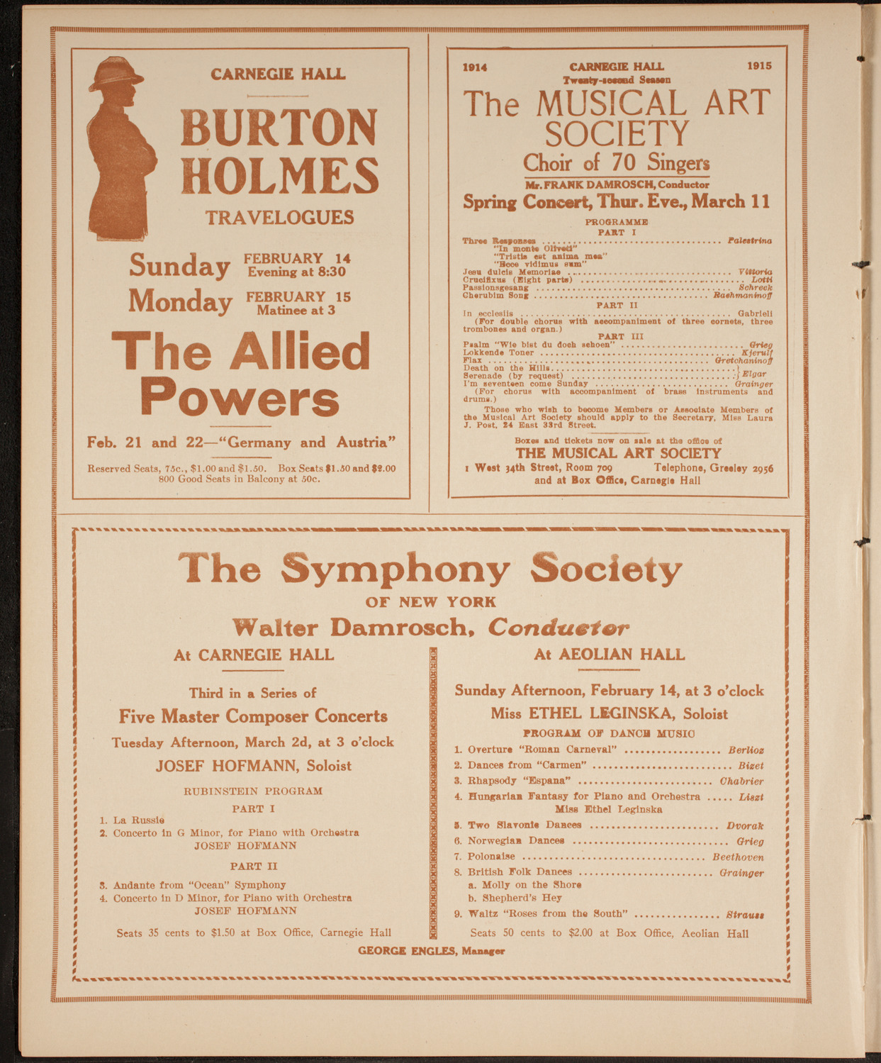 Elena Gerhardt, Soprano, February 13, 1915, program page 8