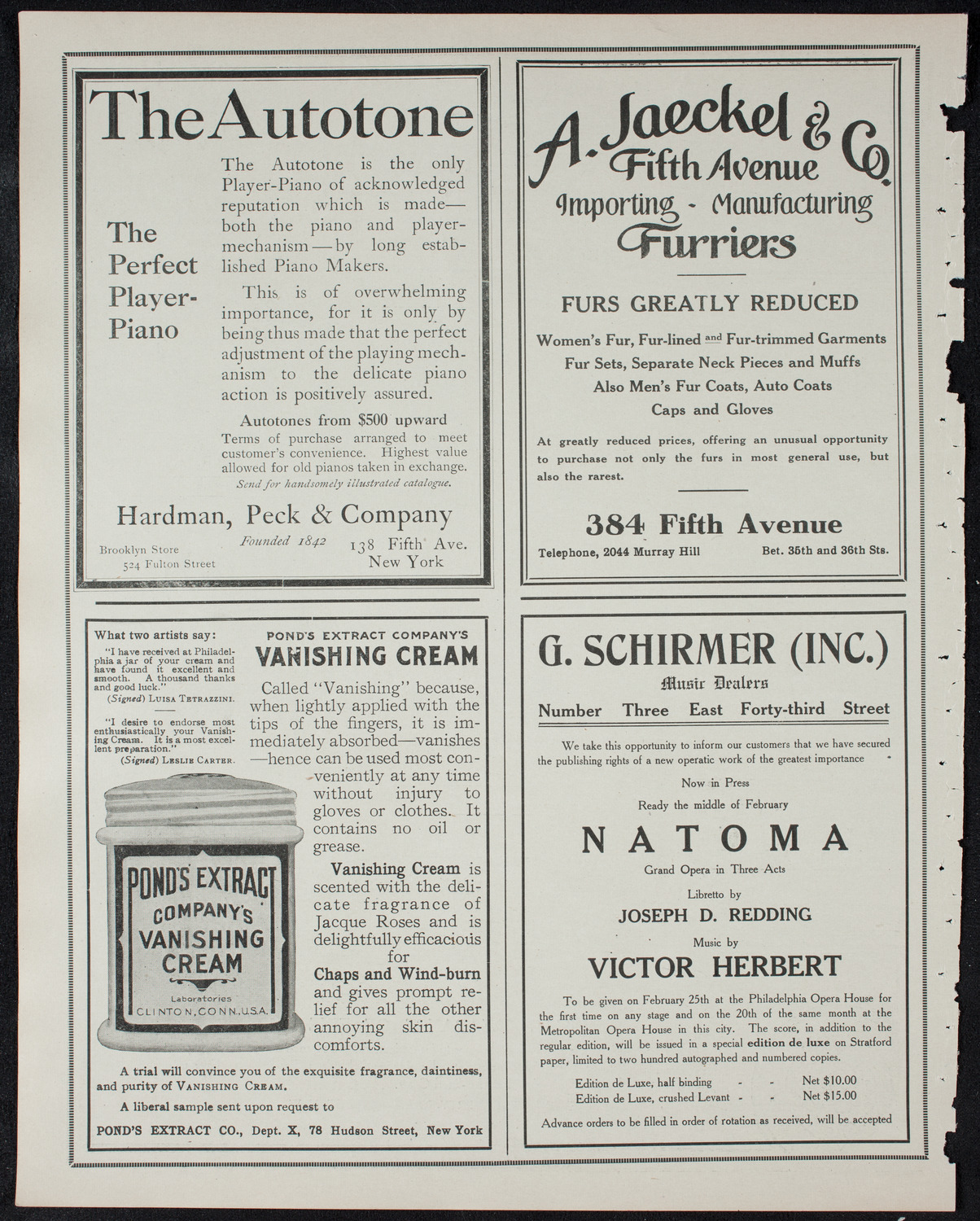 Marcella Sembrich, Soprano, January 24, 1911, program page 8