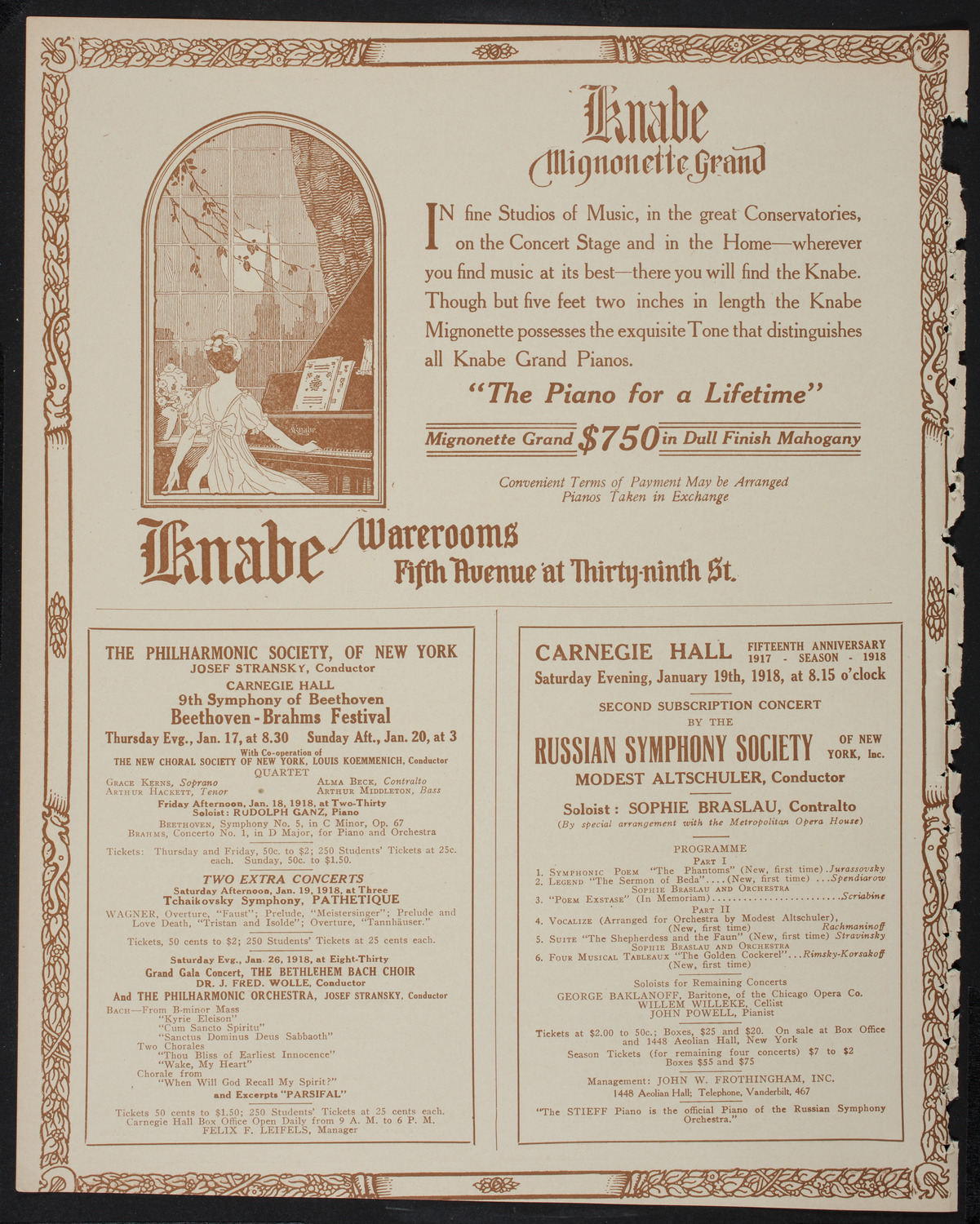 Schola Cantorum of New York, January 15, 1918, program page 12