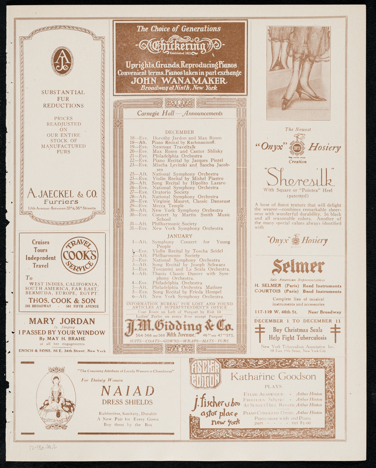 National Symphony Orchestra, December 18, 1920, program page 3