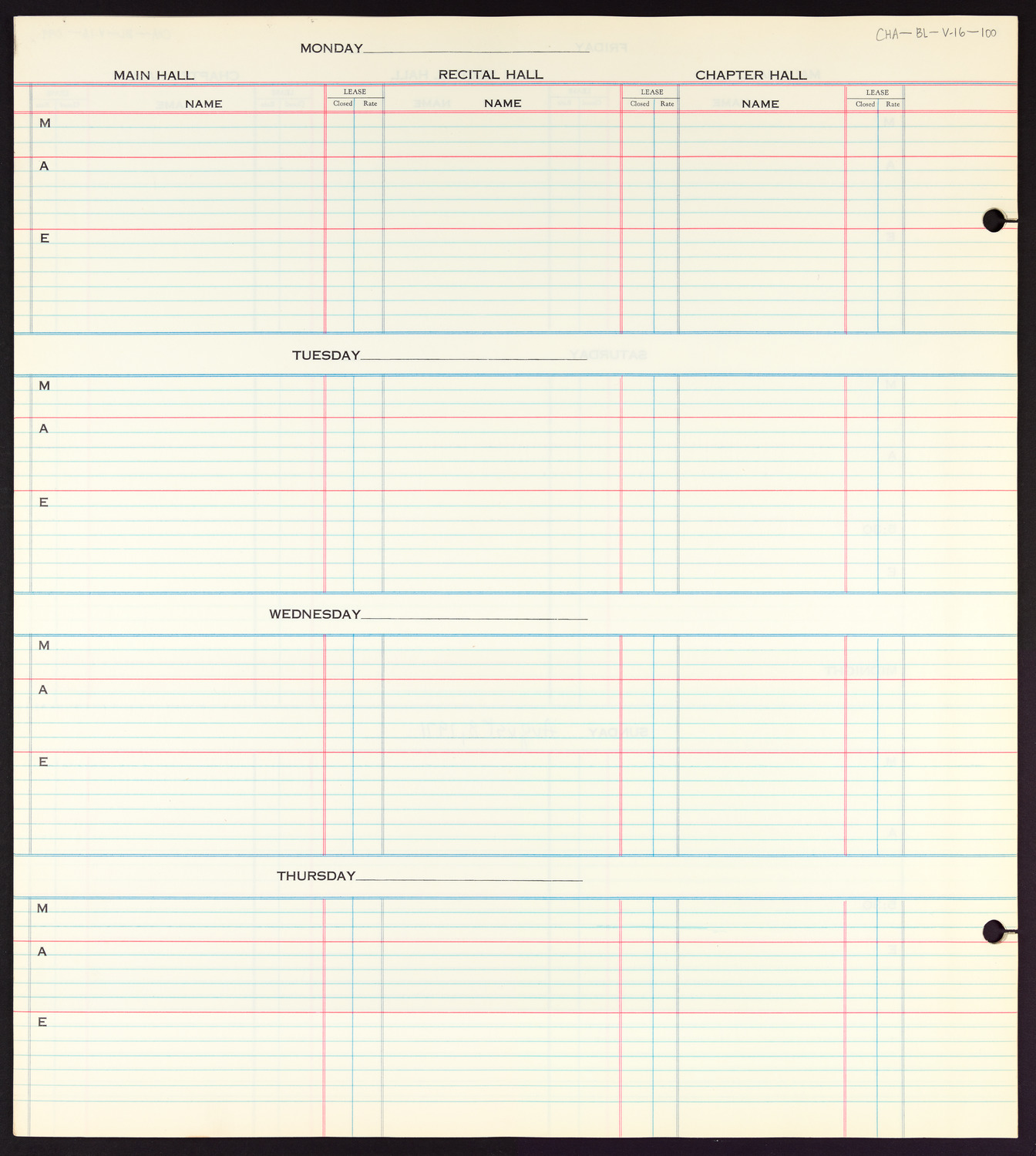 Carnegie Hall Booking Ledger, volume 16, page 100