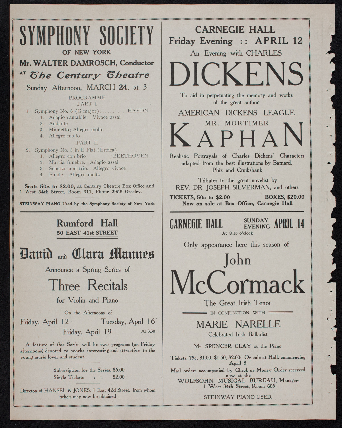 David Bispham, Baritone, March 22, 1912, program page 10