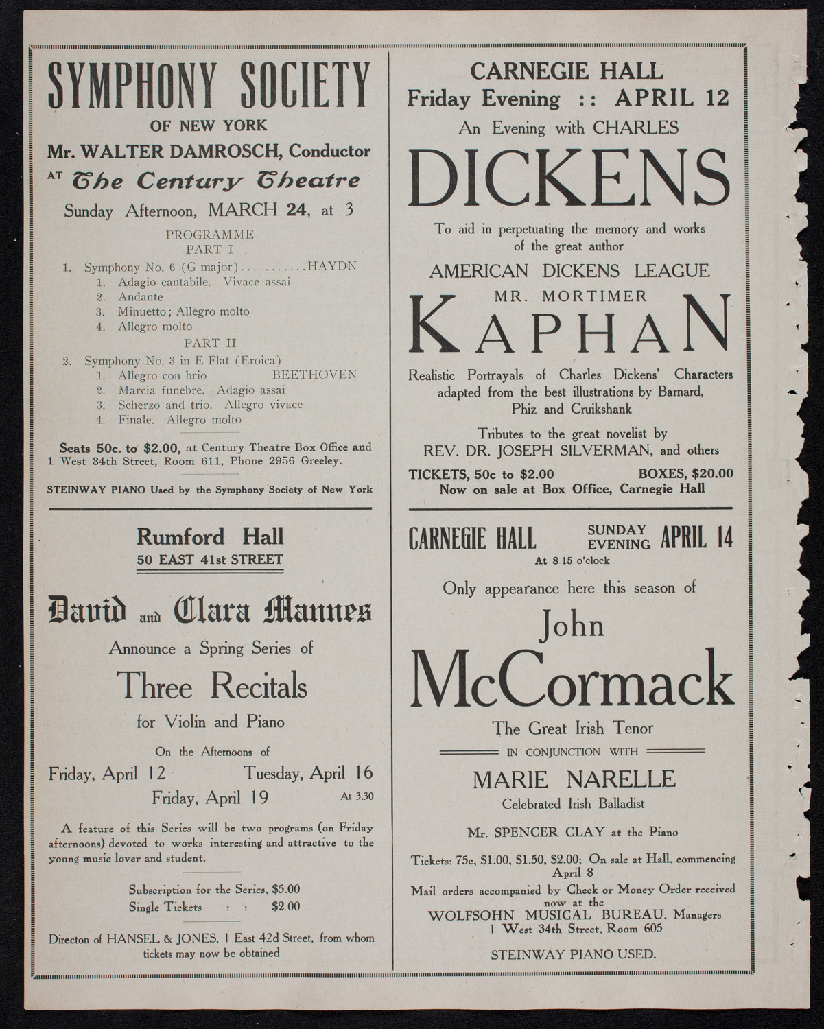 David Bispham, Baritone, March 22, 1912, program page 10