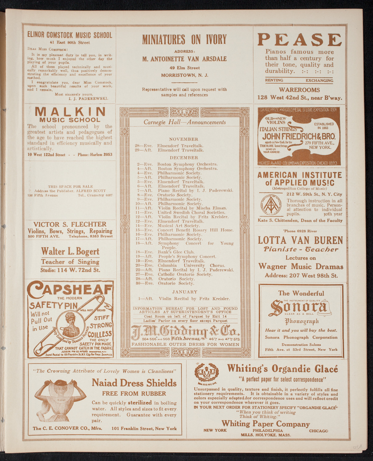 New York Philharmonic, November 28, 1915, program page 3