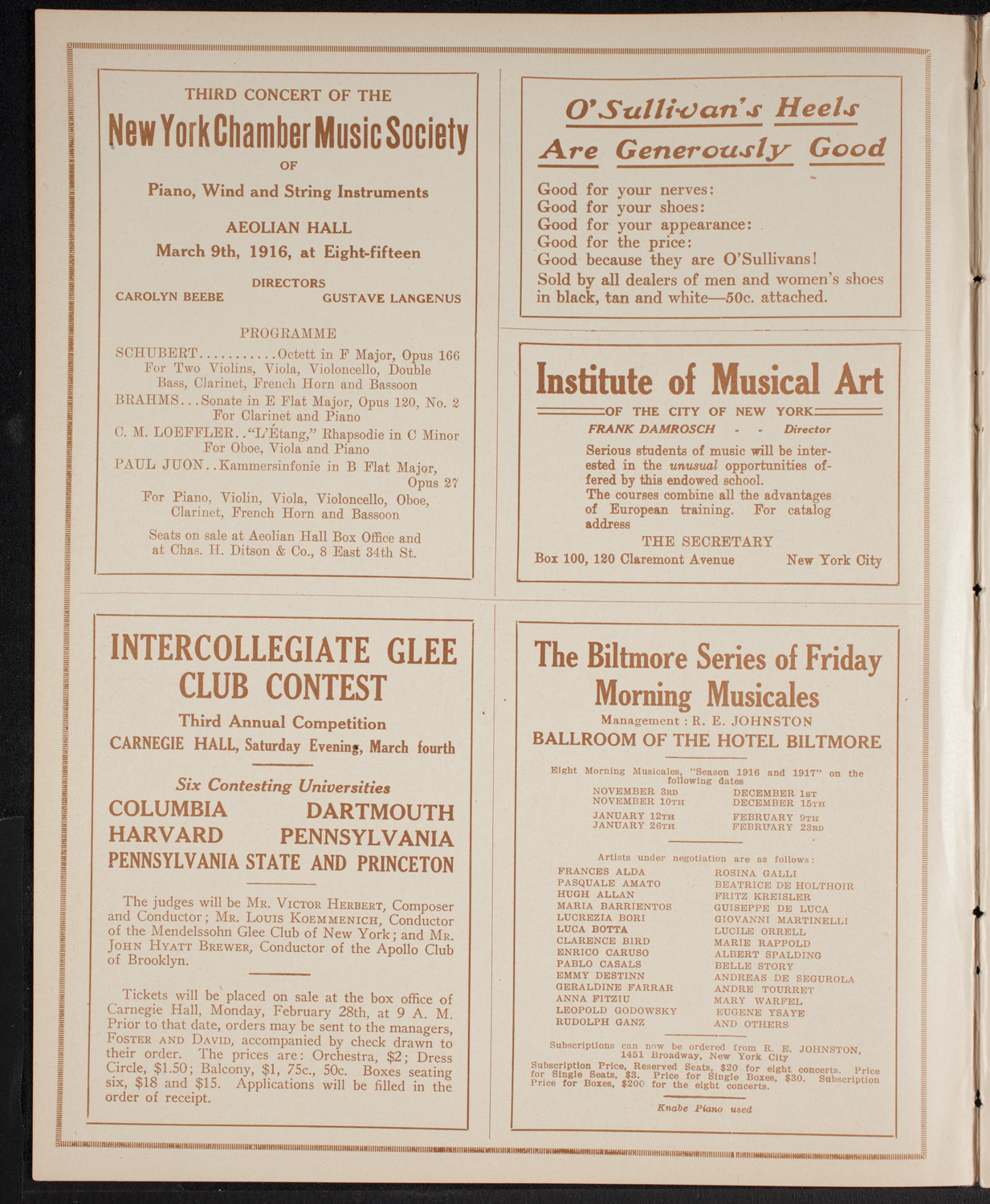 New York Philharmonic, March 3, 1916, program page 2