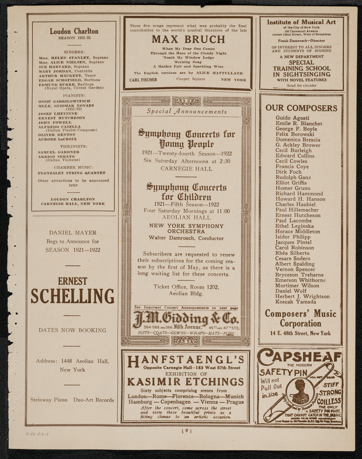 Graduation: Packard Commercial School, May 26, 1921, program page 9