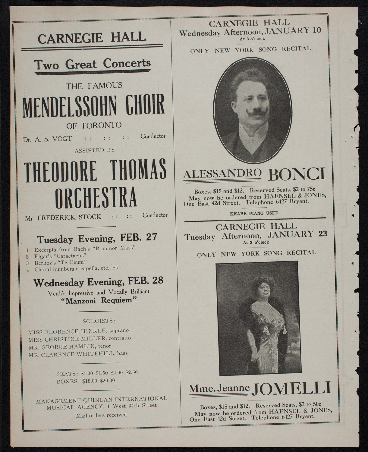 New York Philharmonic, December 15, 1911, program page 10