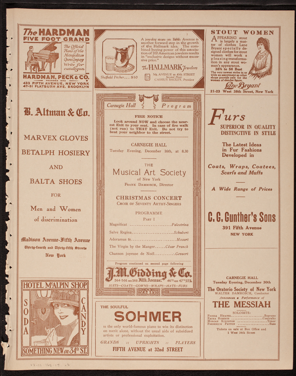 Musical Art Society of New York, December 16, 1919, program page 5