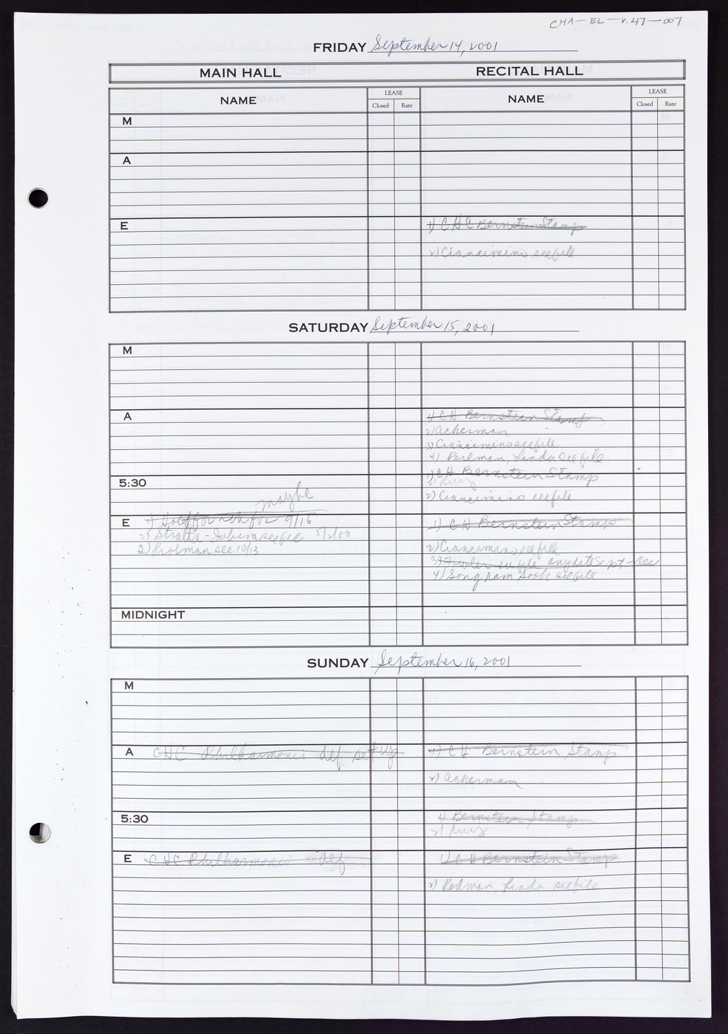 Carnegie Hall Booking Ledger, volume 47, page 7