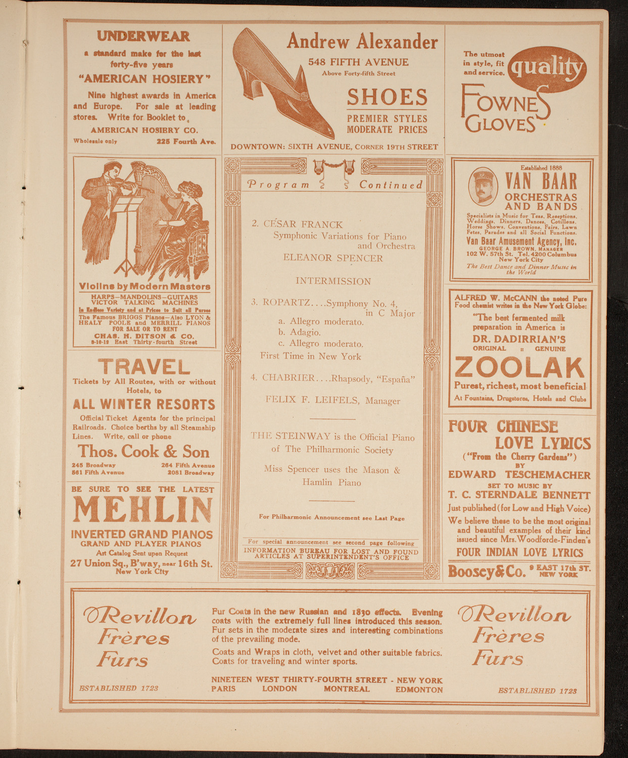 New York Philharmonic, November 27, 1914, program page 7
