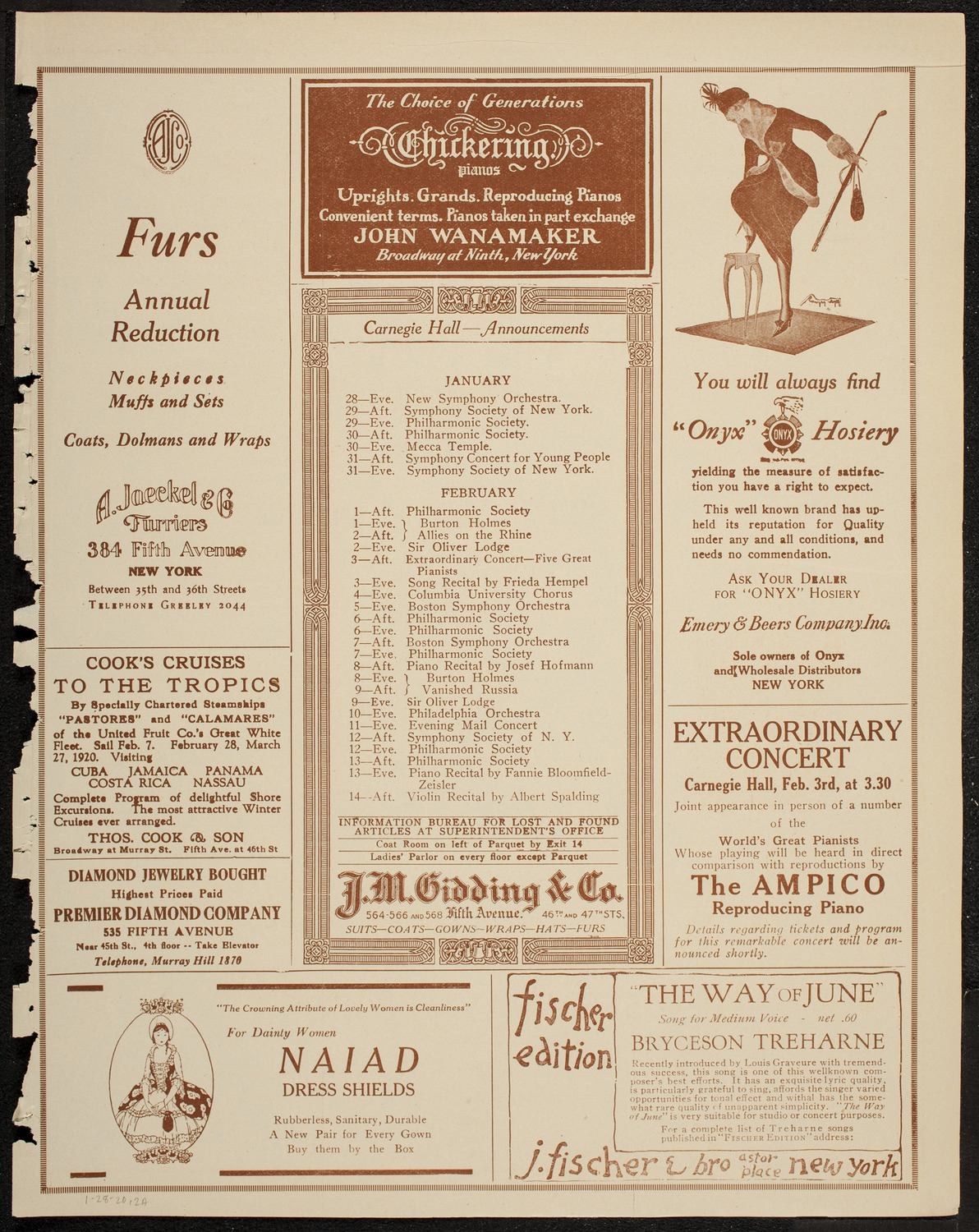 Alice Peroux Williams, Mezzo-Soprano, January 28, 1920, program page 3