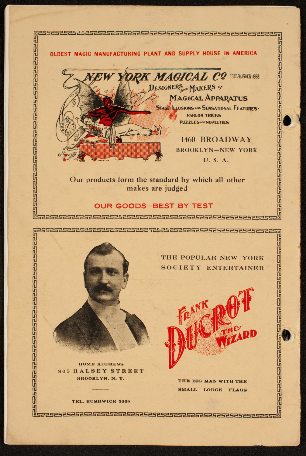 Society of American Magicians, March 26, 1912, program page 12