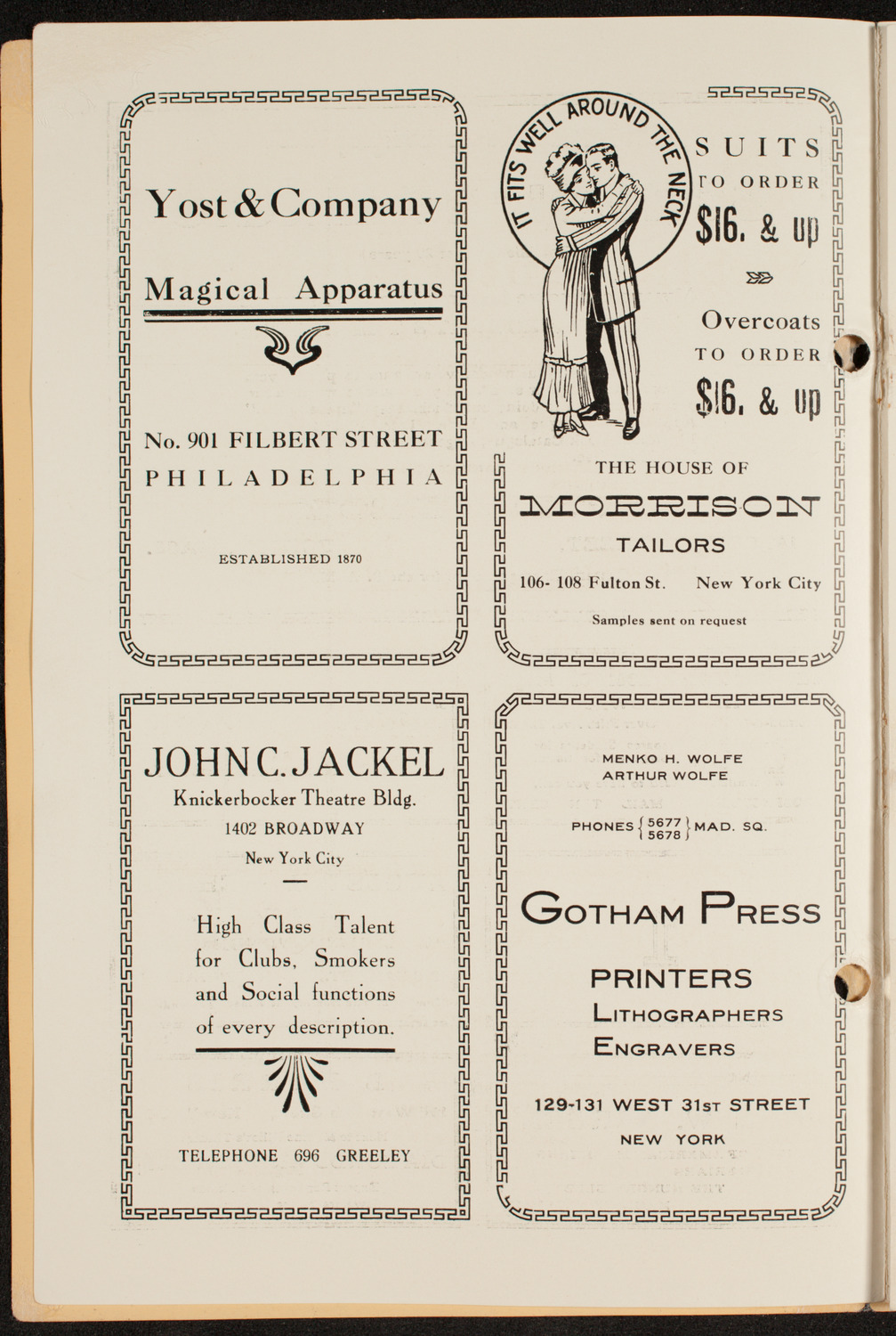 Society of American Magicians, March 26, 1912, program page 4