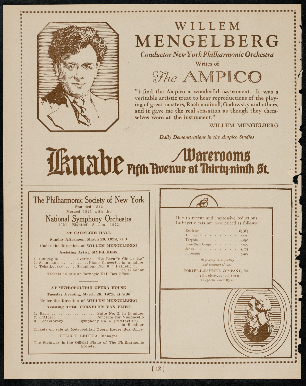 New York Philharmonic, March 24, 1922, program page 12