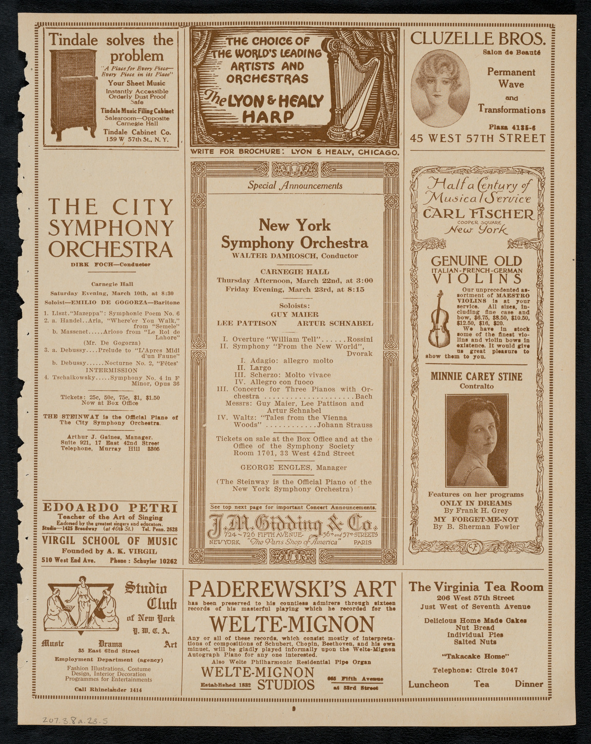 New York Symphony Orchestra, March 8, 1923, program page 9