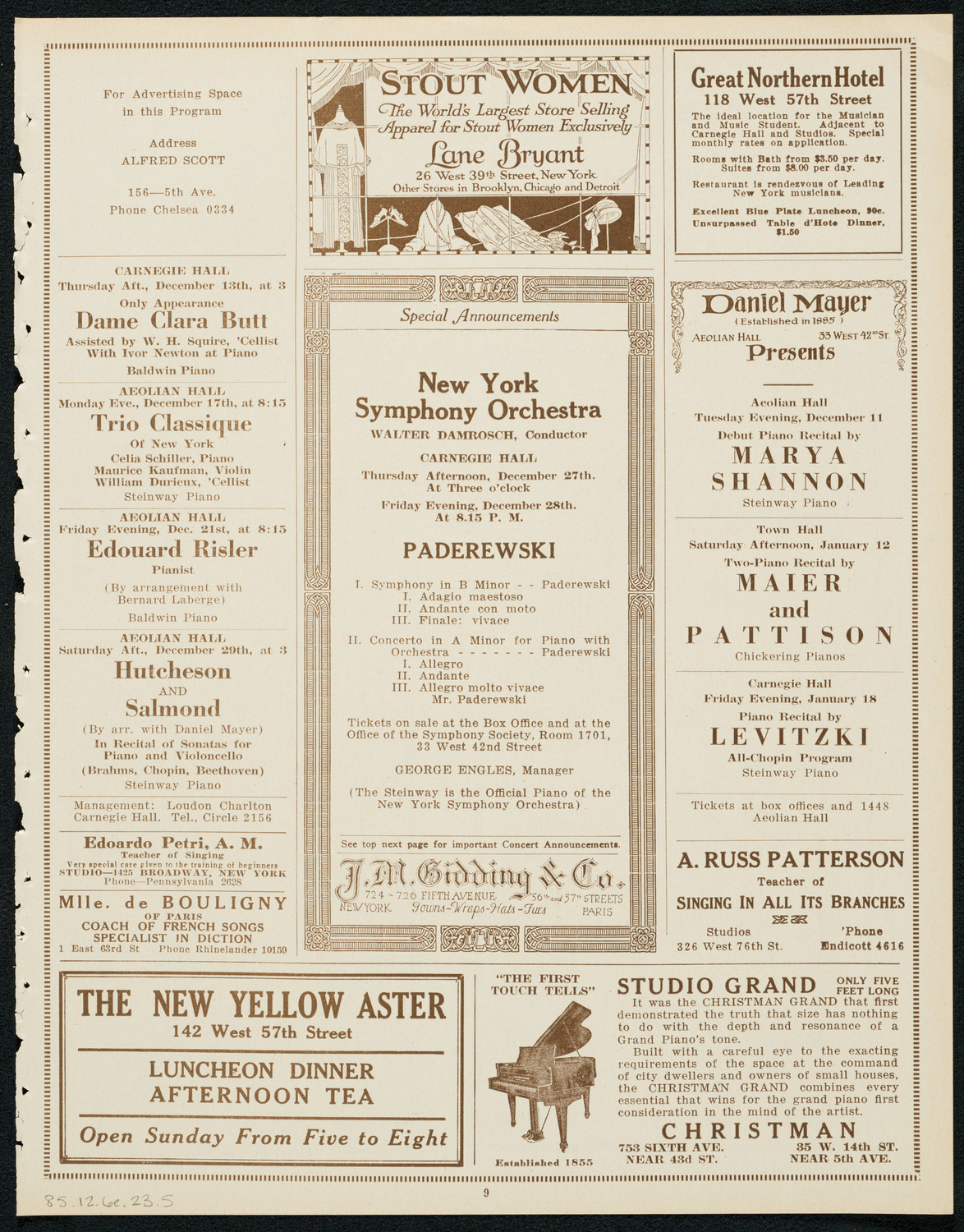 New York Philharmonic, December 6, 1923, program page 9