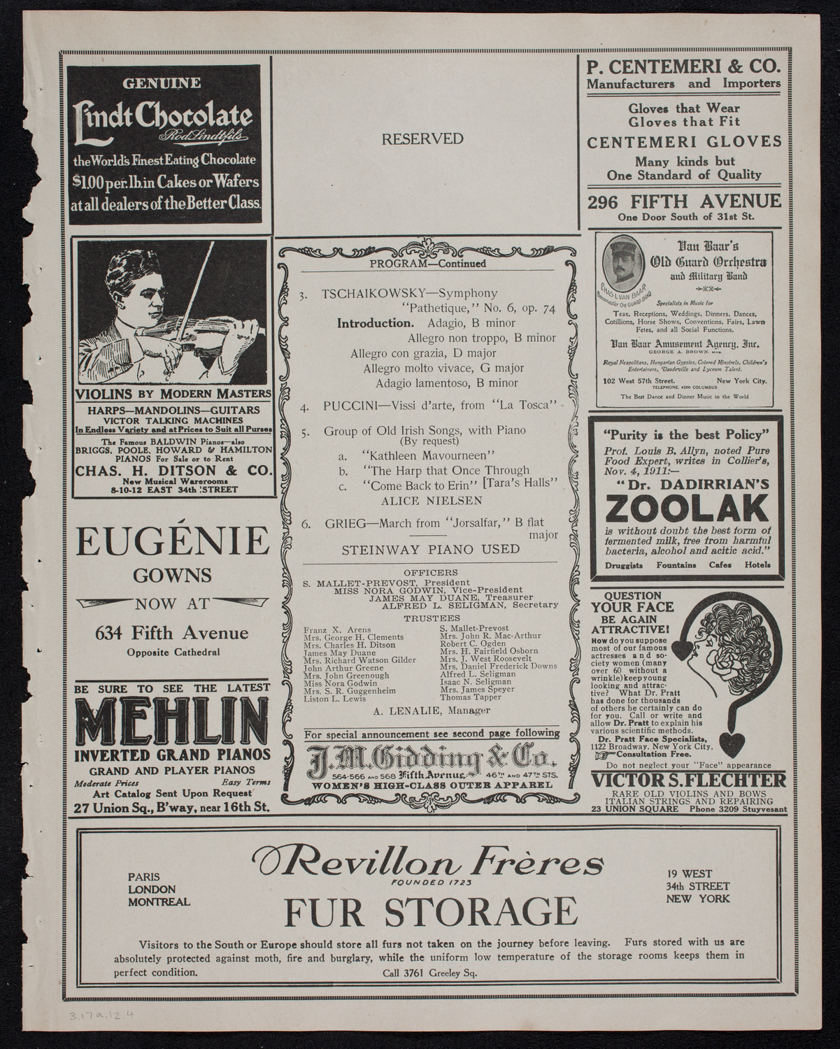 People's Symphony Concert, March 17, 1912, program page 7