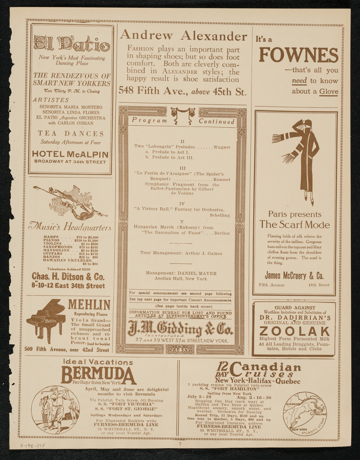 Minneapolis Symphony Orchesta, April 14, 1924, program page 7