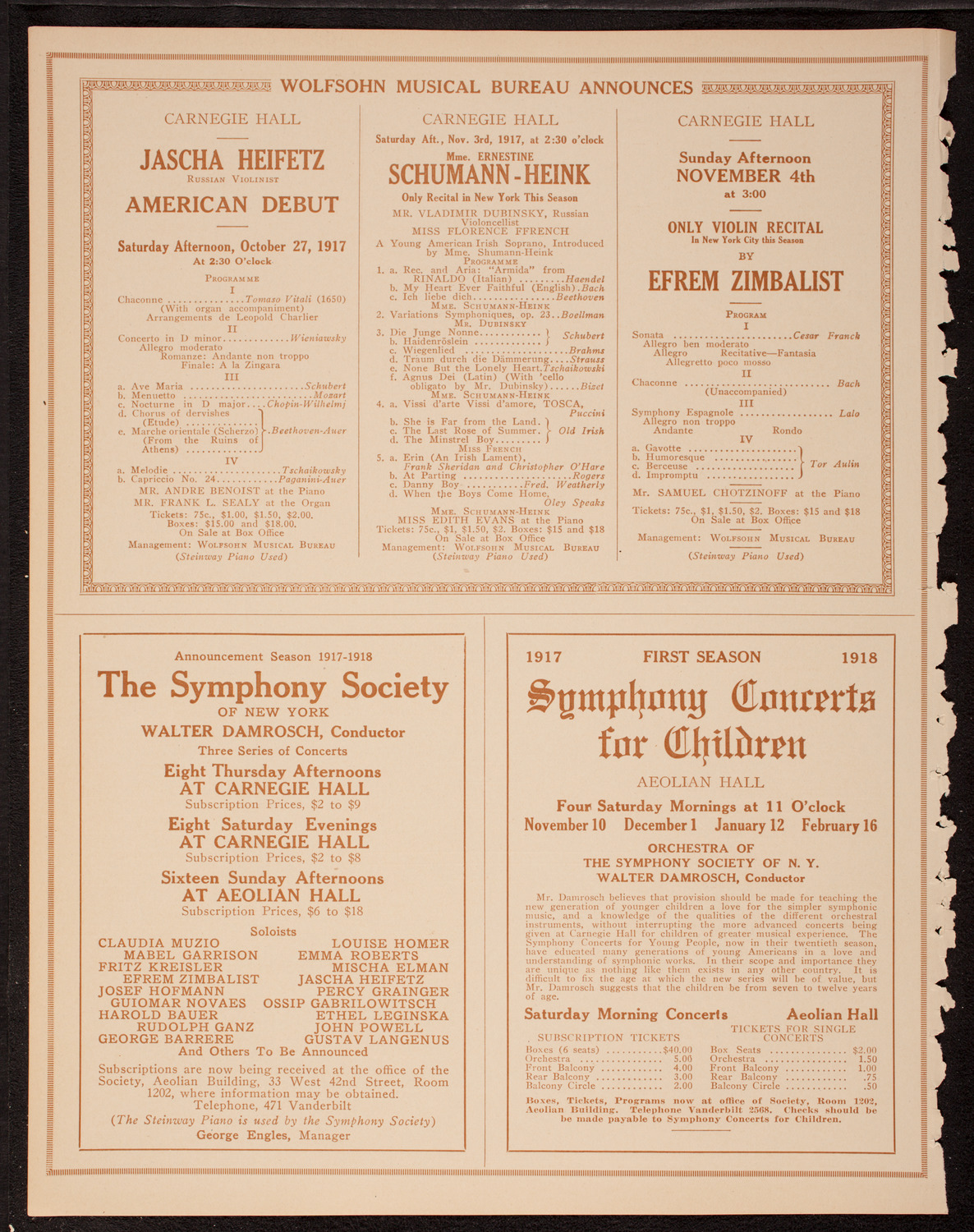Leopold Godowsky, Piano, October 20, 1917, program page 8