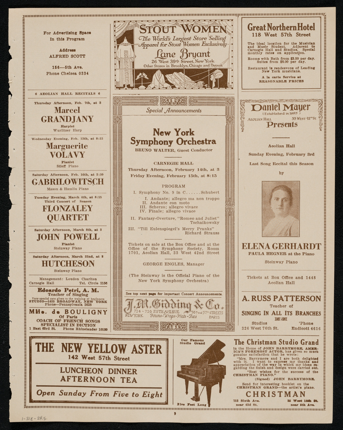 Boston Symphony Orchestra, January 31, 1924, program page 9