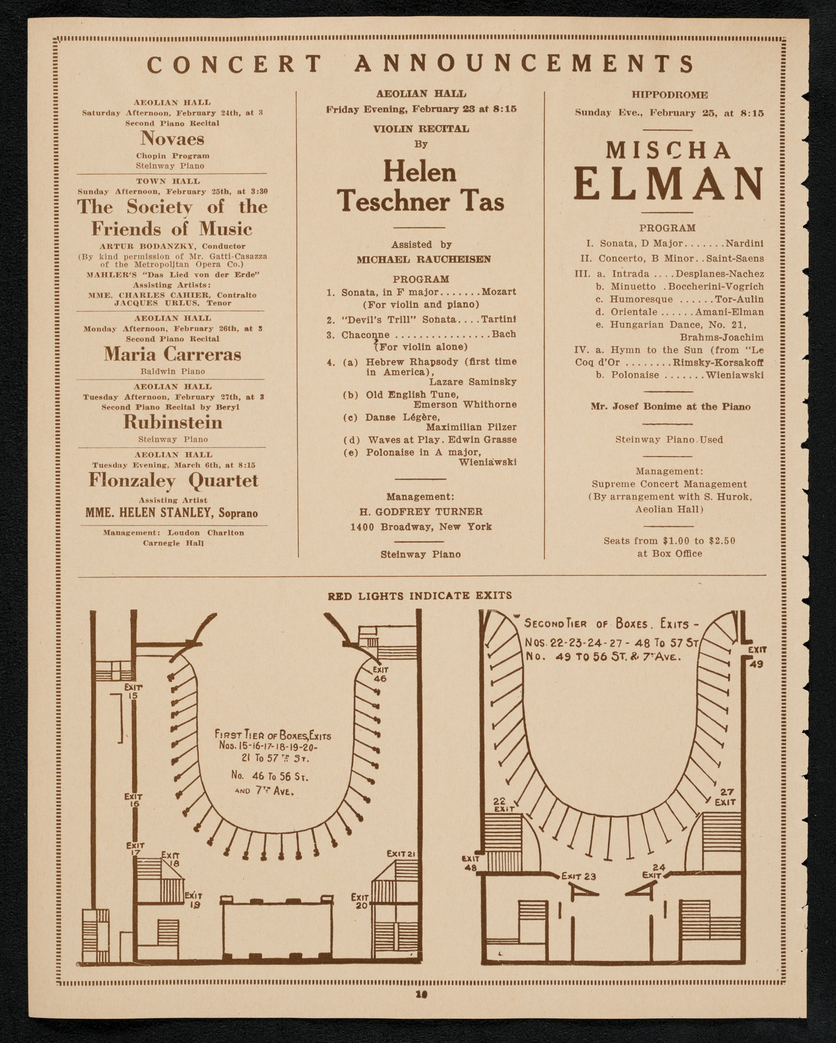 New York Philharmonic, February 21, 1923, program page 10