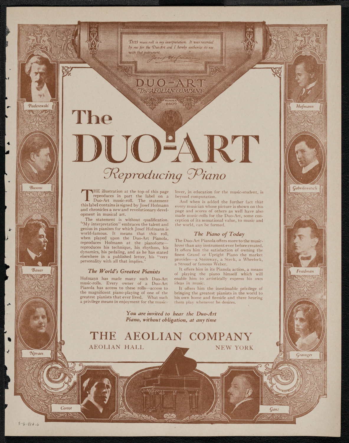 Erica Morini, Violin, March 6, 1921, program page 11