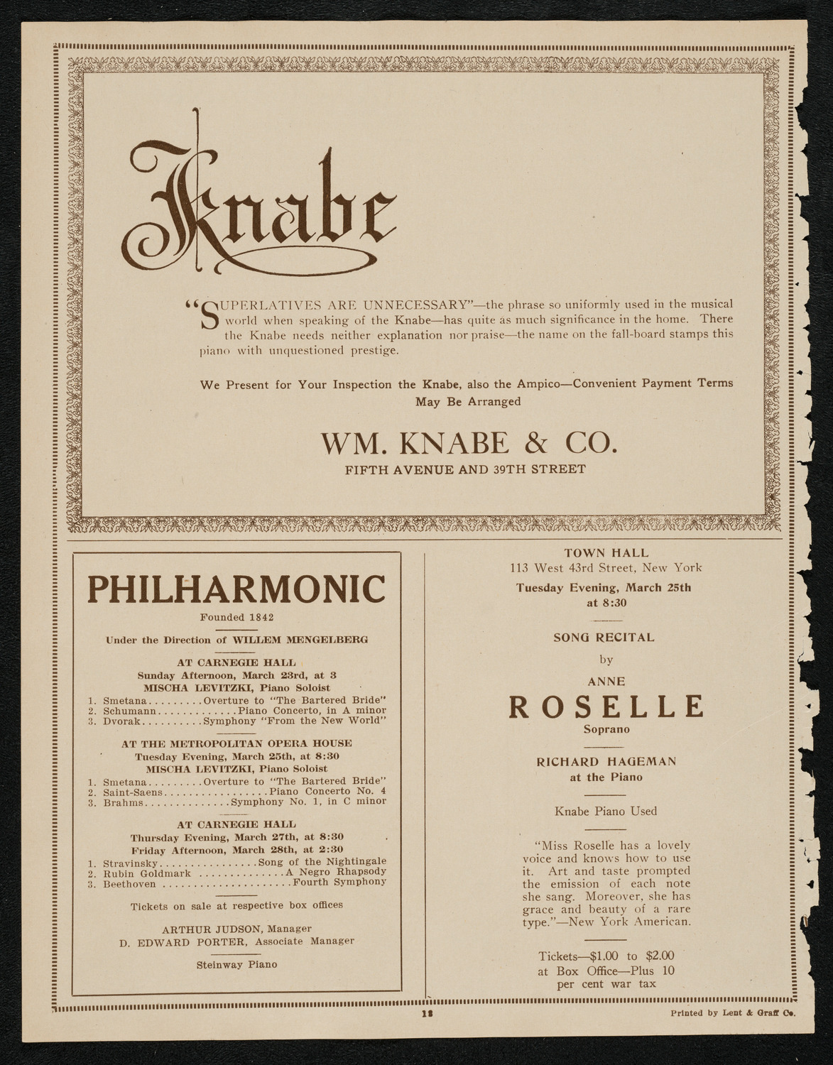 Fritz Kreisler, Violin, March 22, 1924, program page 12