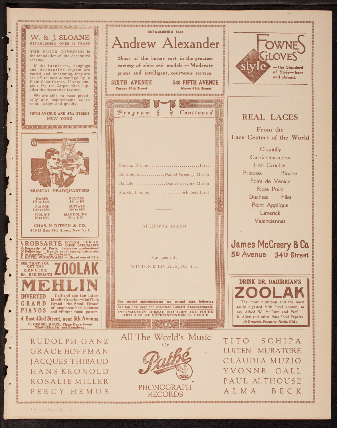 John Powell, Piano, November 14, 1919, program page 7