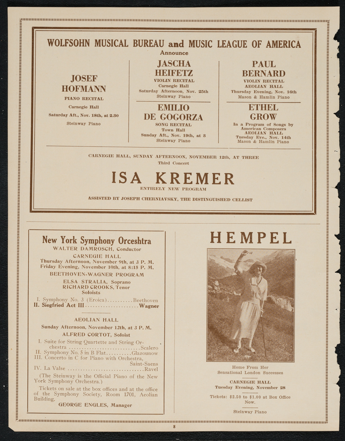 Fyodor Chaliapin, Tenor, November 5, 1922, program page 8