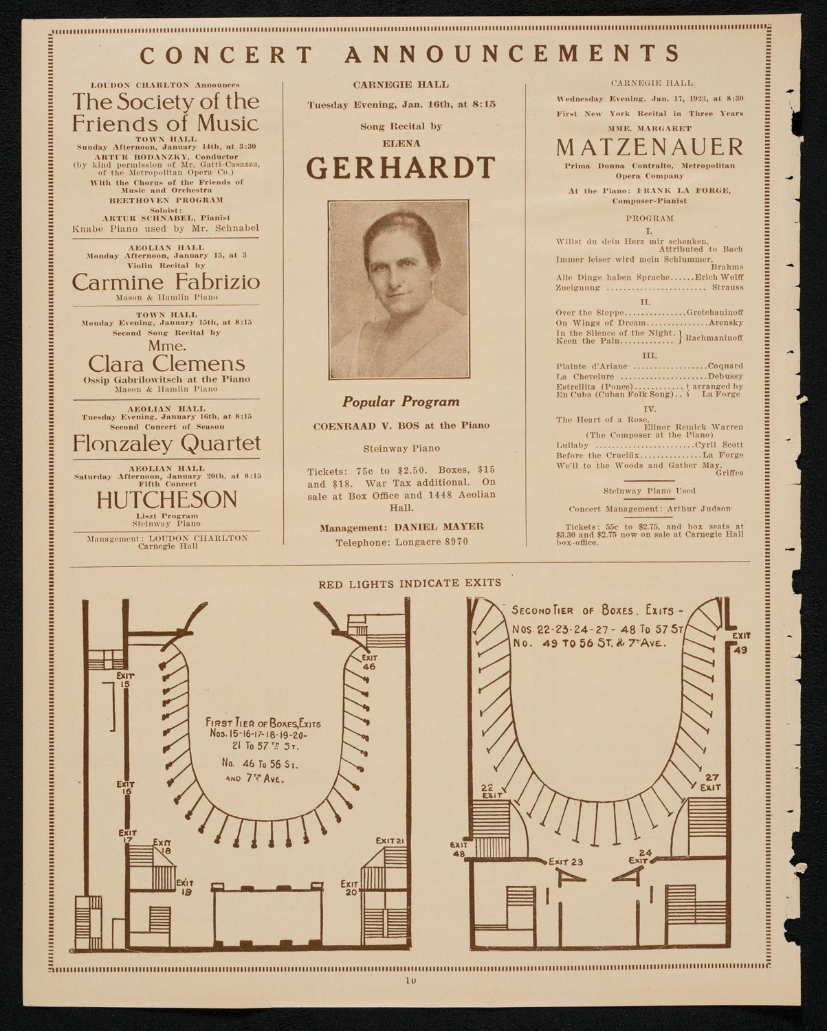 Frieda Hempel, Soprano, January 9, 1923, program page 10