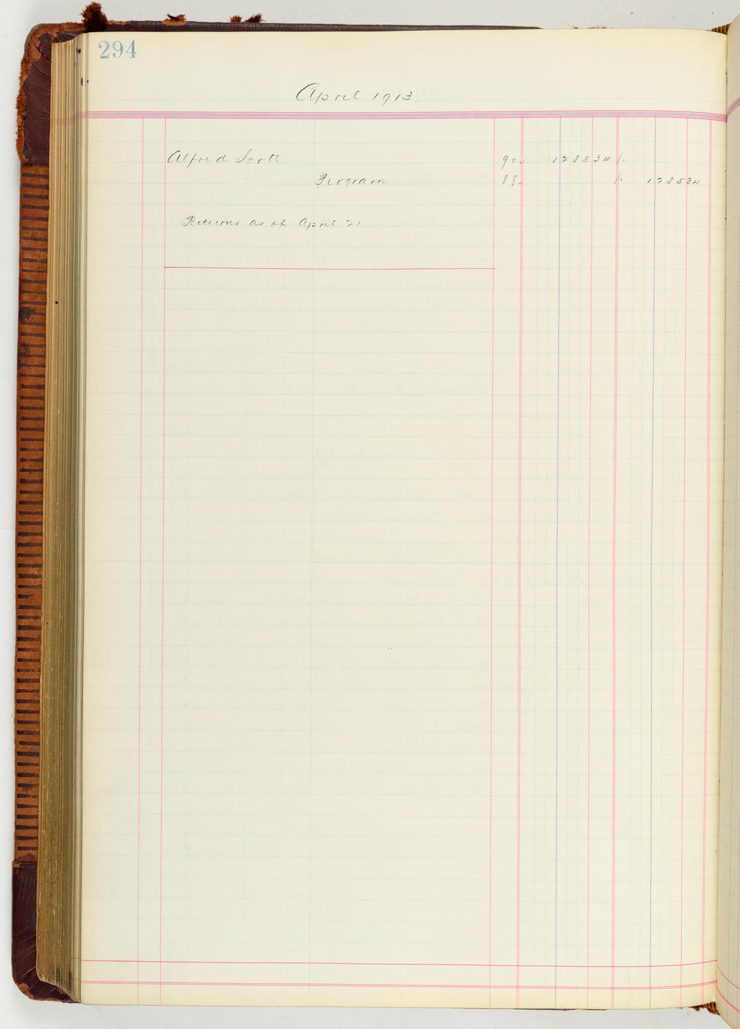 Music Hall Accounting Ledger Journal, volume 7, page 294