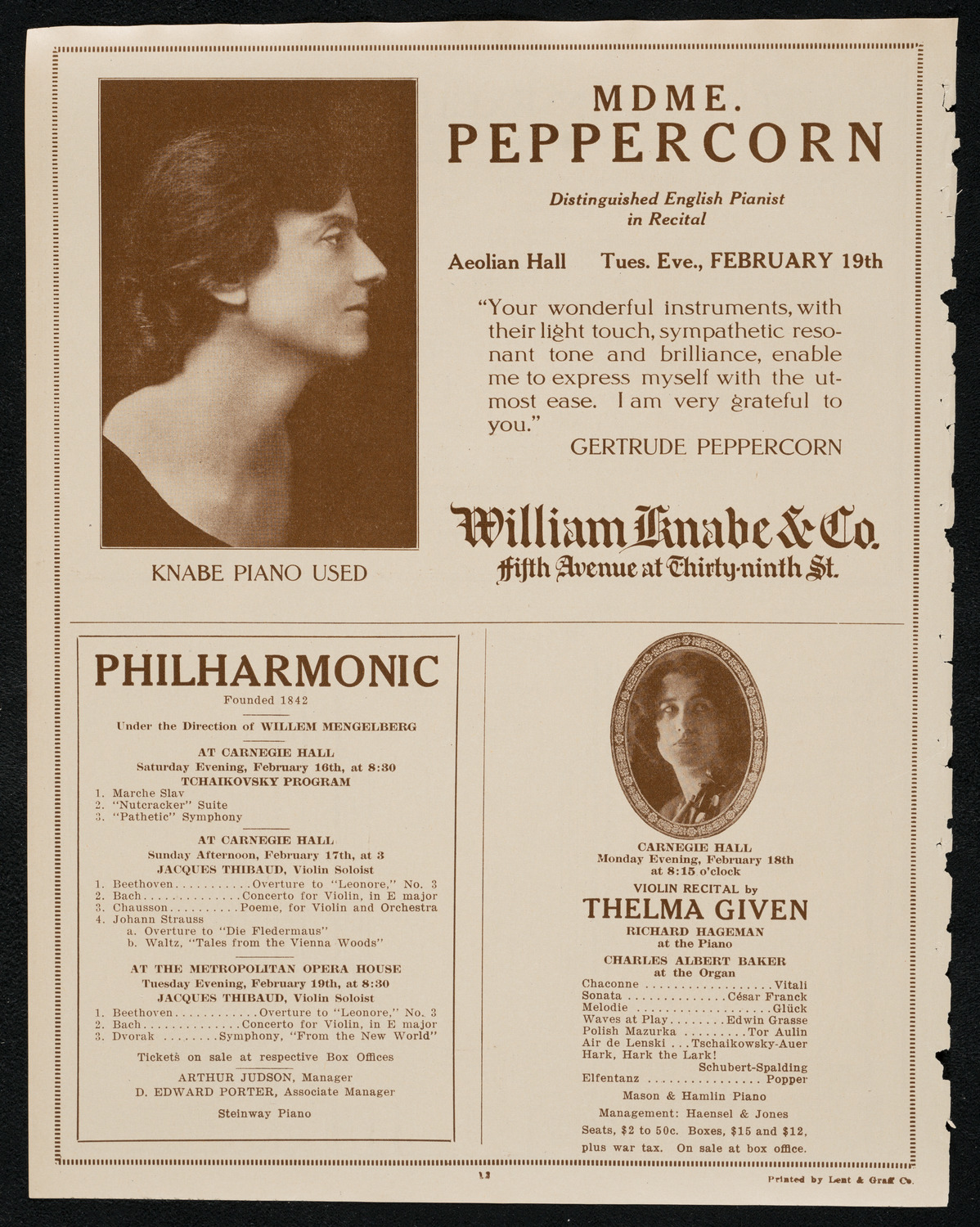 New York Symphony Orchestra, February 15, 1924, program page 12