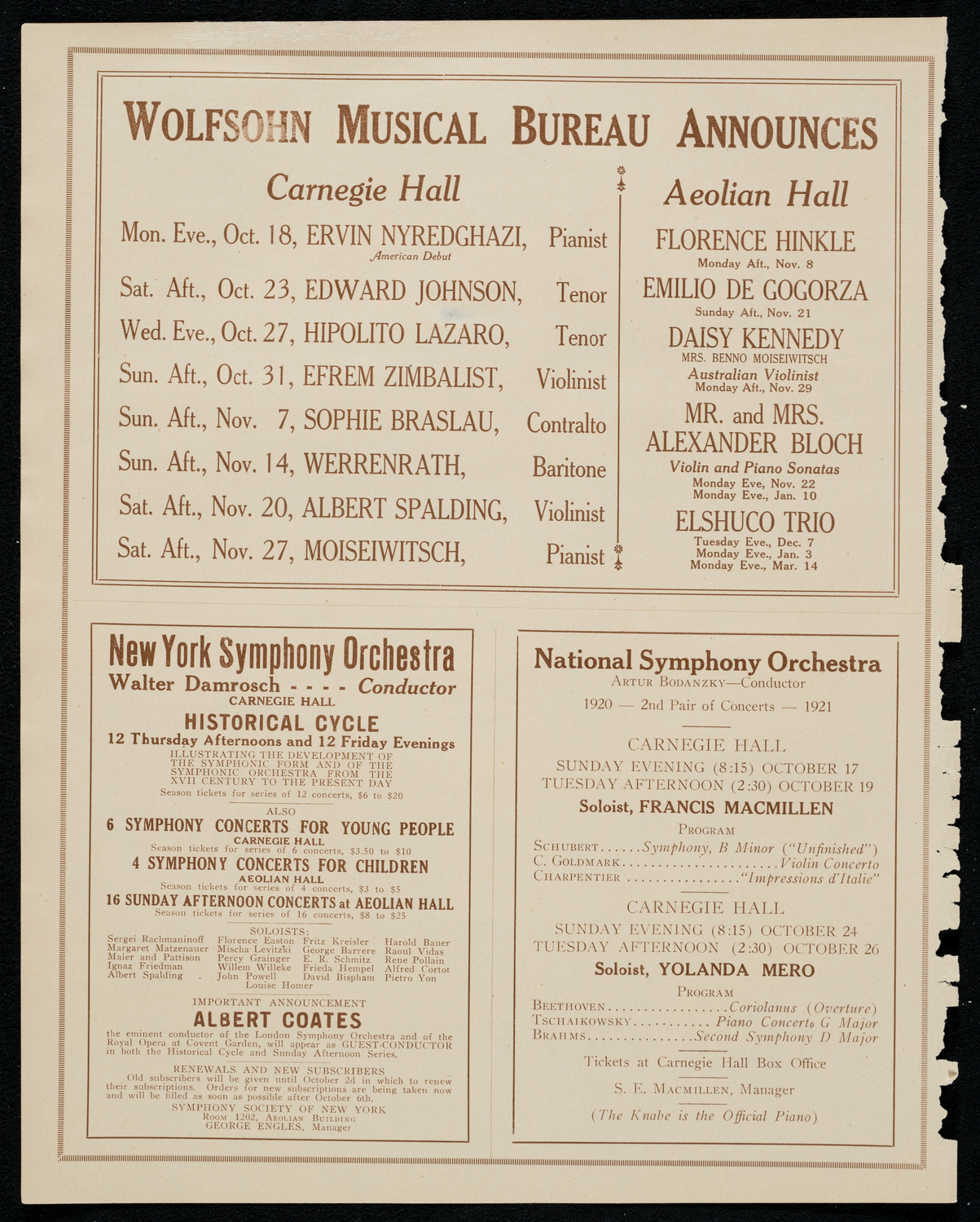 Unión Benéfica Española (The Spanish Society), October 12, 1920, program page 8