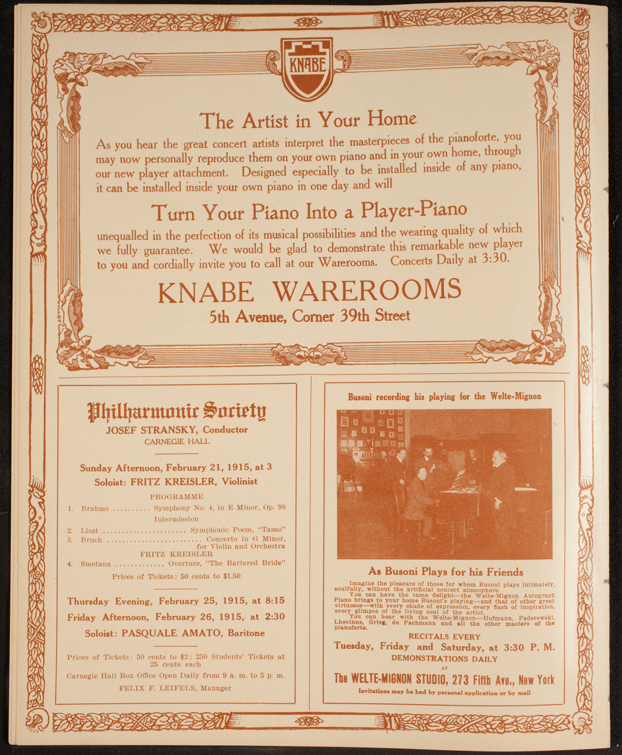 Boston Symphony Orchestra, February 20, 1915, program page 12