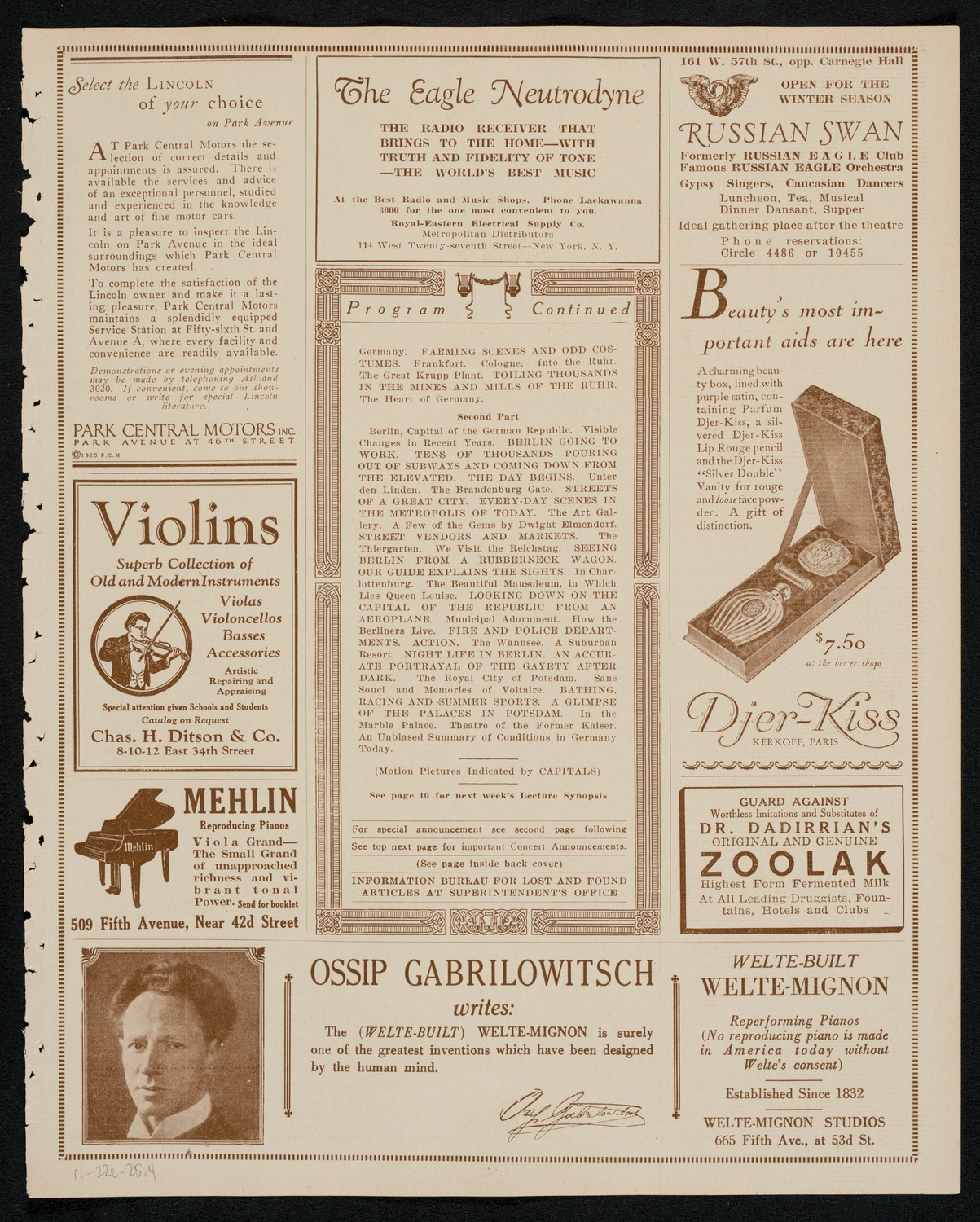 Newman Traveltalks: Berlin and Germany, November 22, 1925, program page 7