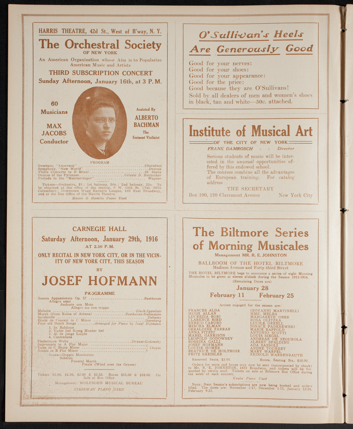 Russian Symphony Society of New York, January 15, 1916, program page 2