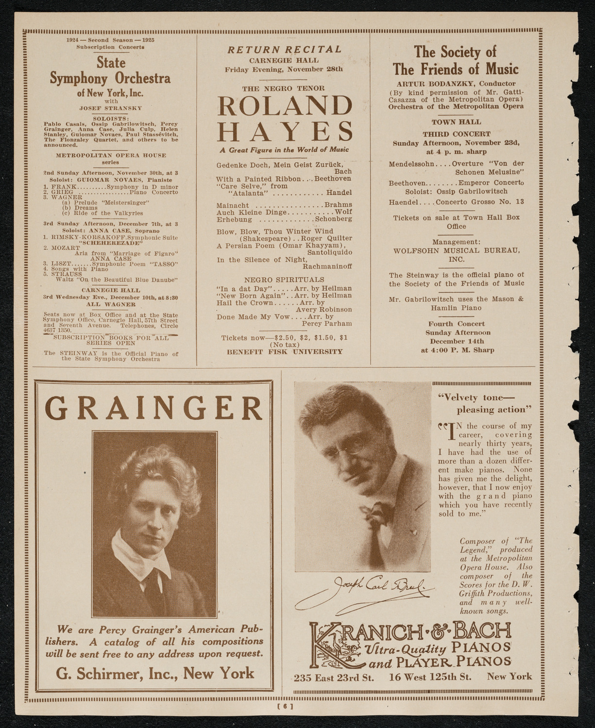 New York Symphony Orchestra, November 20, 1924, program page 6