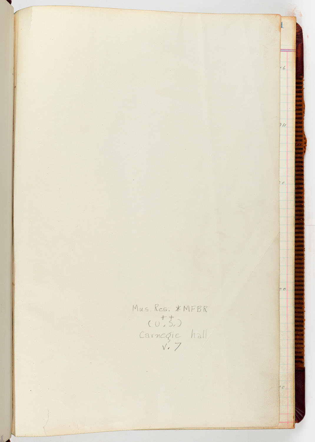 Music Hall Accounting Ledger, volume 5, front endpage 2