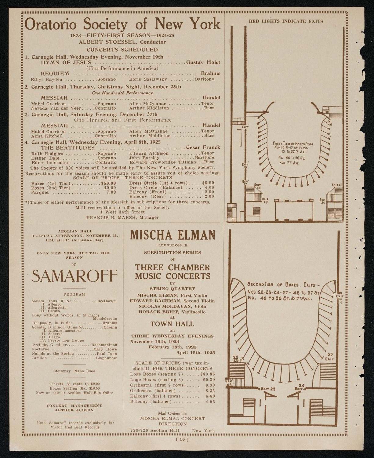 New York Symphony Orchestra, November 6, 1924, program page 10