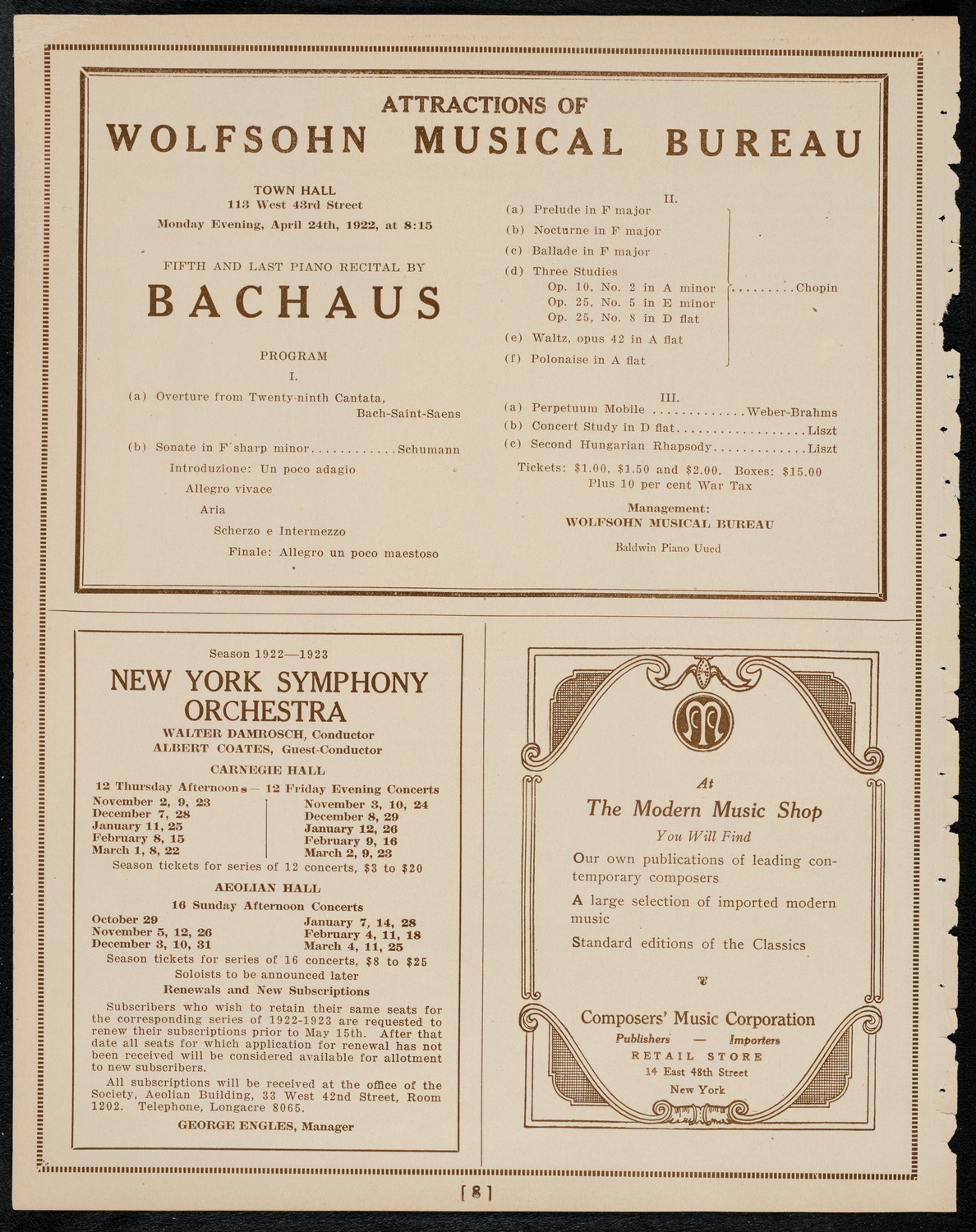 Marjorie Squires, Contralto, April 23, 1922, program page 8