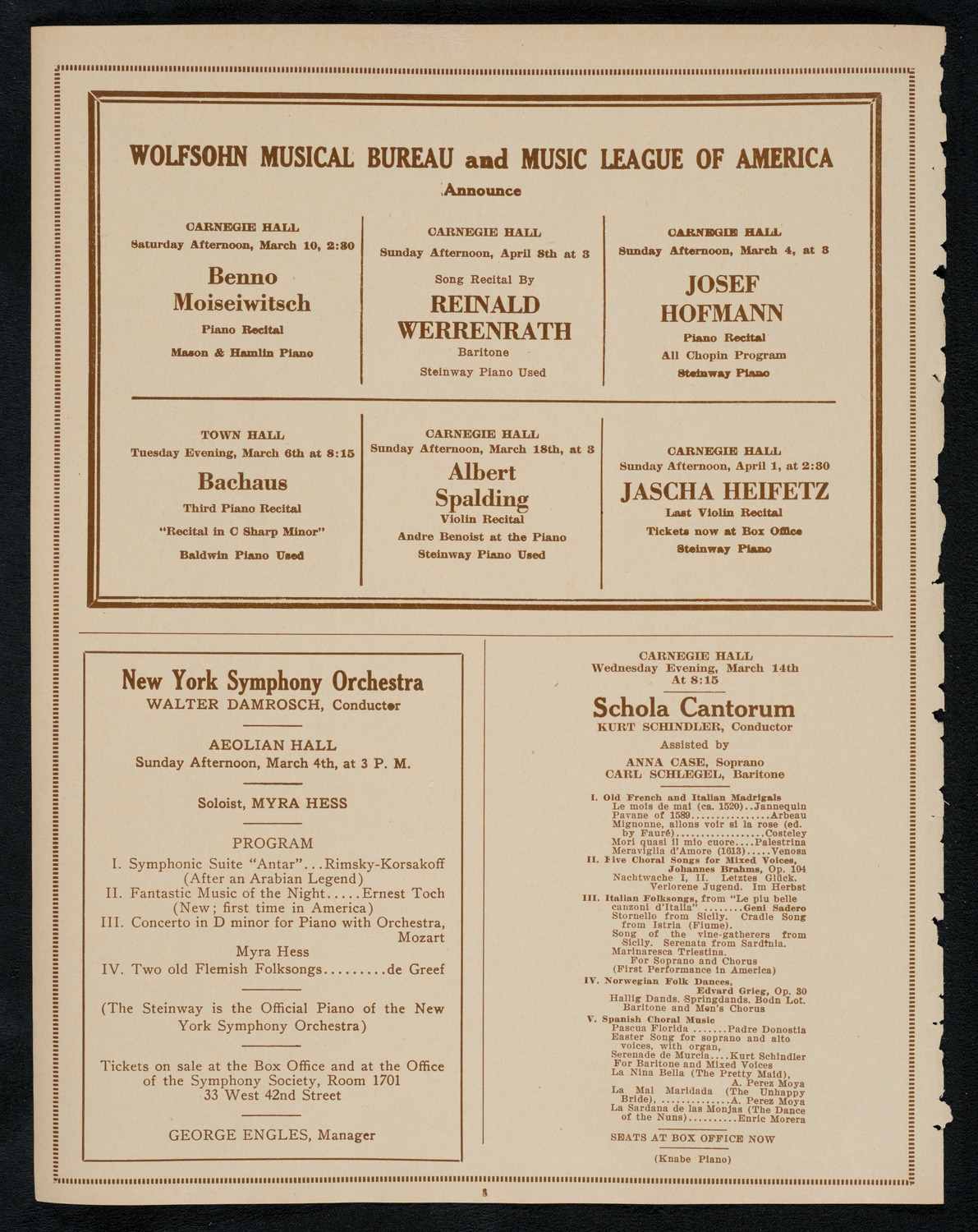 New York Symphony Orchestra, March 2, 1923, program page 8