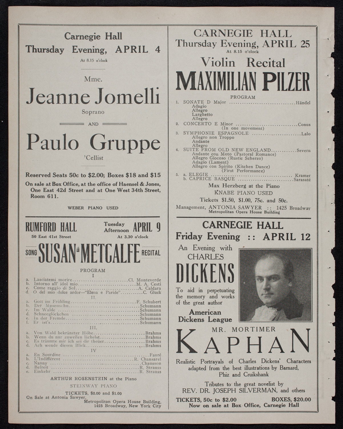 Brahms Festival: New York Symphony Orchestra, March 27, 1912, program page 10