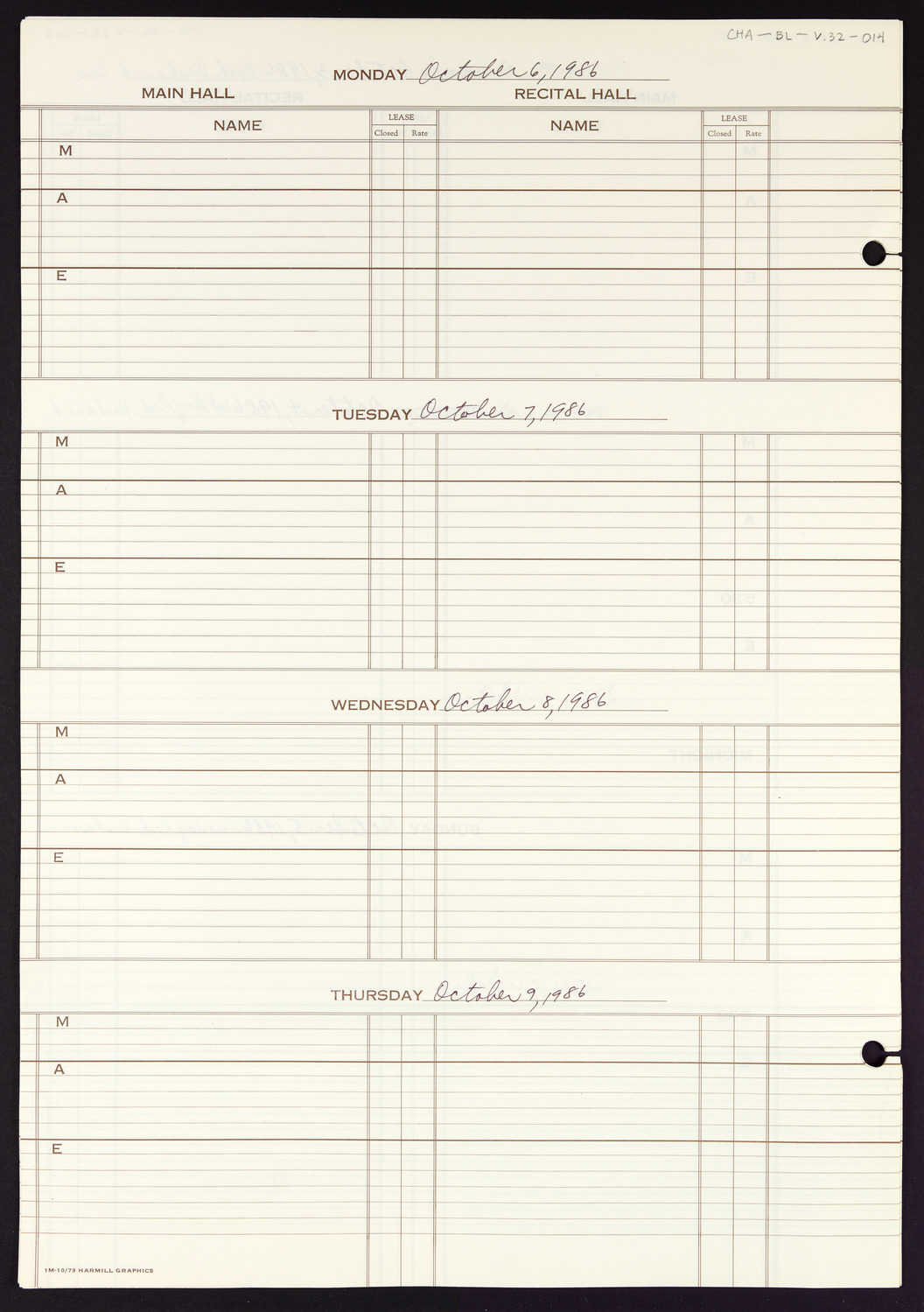 Carnegie Hall Booking Ledger, volume 32, page 14