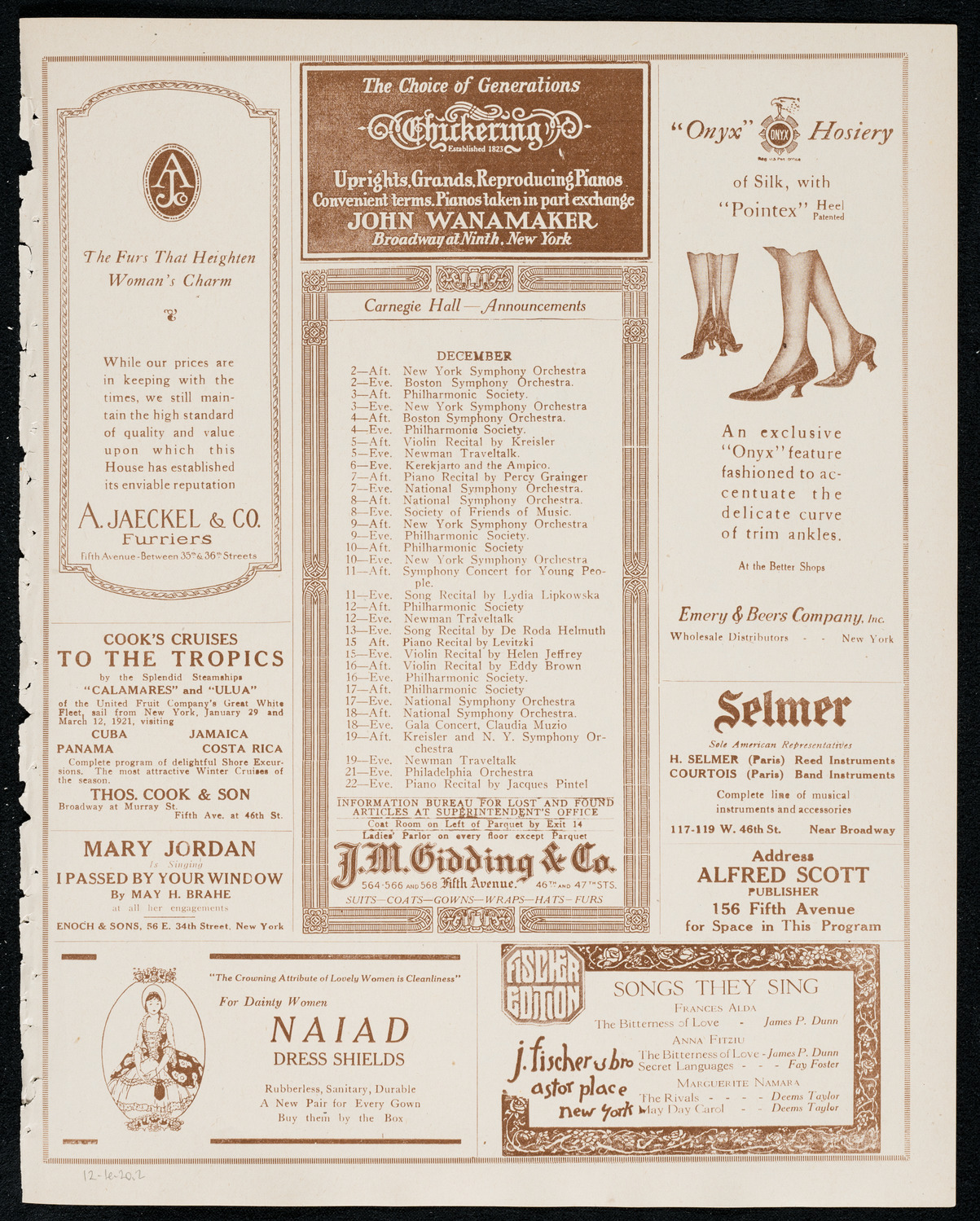 Festival of Jewish Music featuring Joseph Rosenblatt and Zimro, December 1, 1920, program page 3
