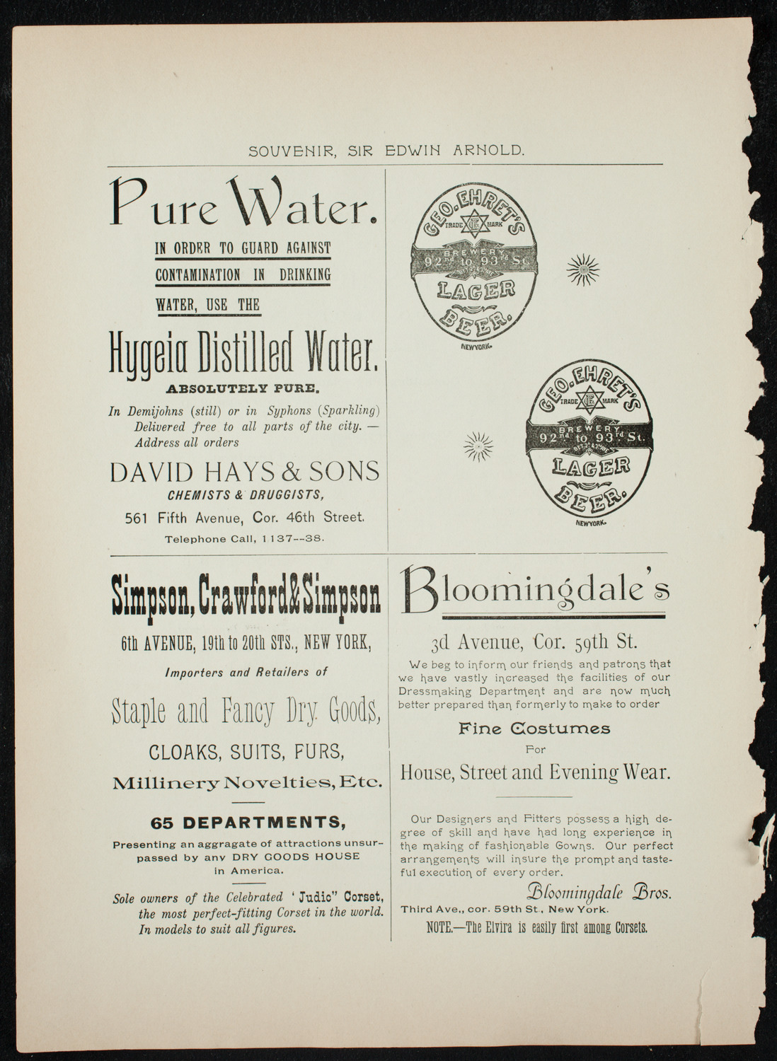 Lecture by Sir Edwin Arnold, November 4, 1891, program page 16
