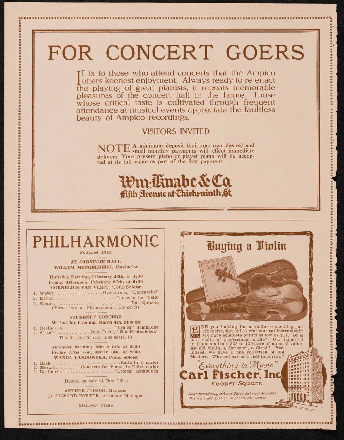 New York Symphony Orchestra, February 26, 1925, program page 12