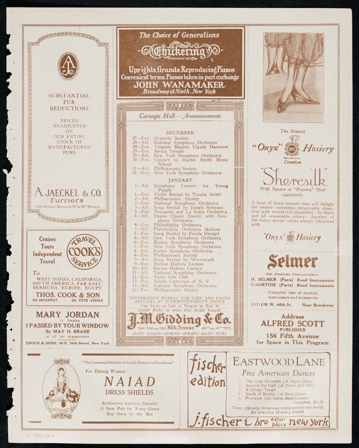 National Symphony Orchestra, December 26, 1920, program page 3