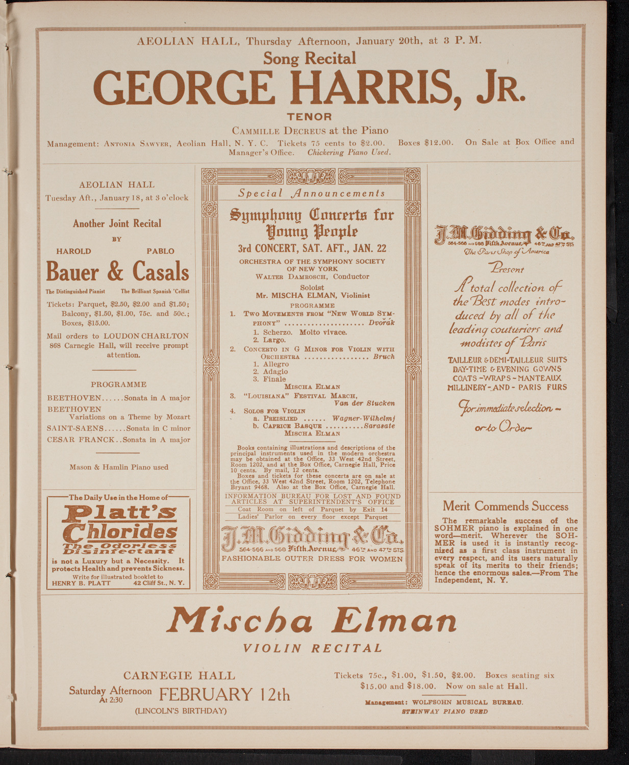 New York Philharmonic, January 14, 1916, program page 9