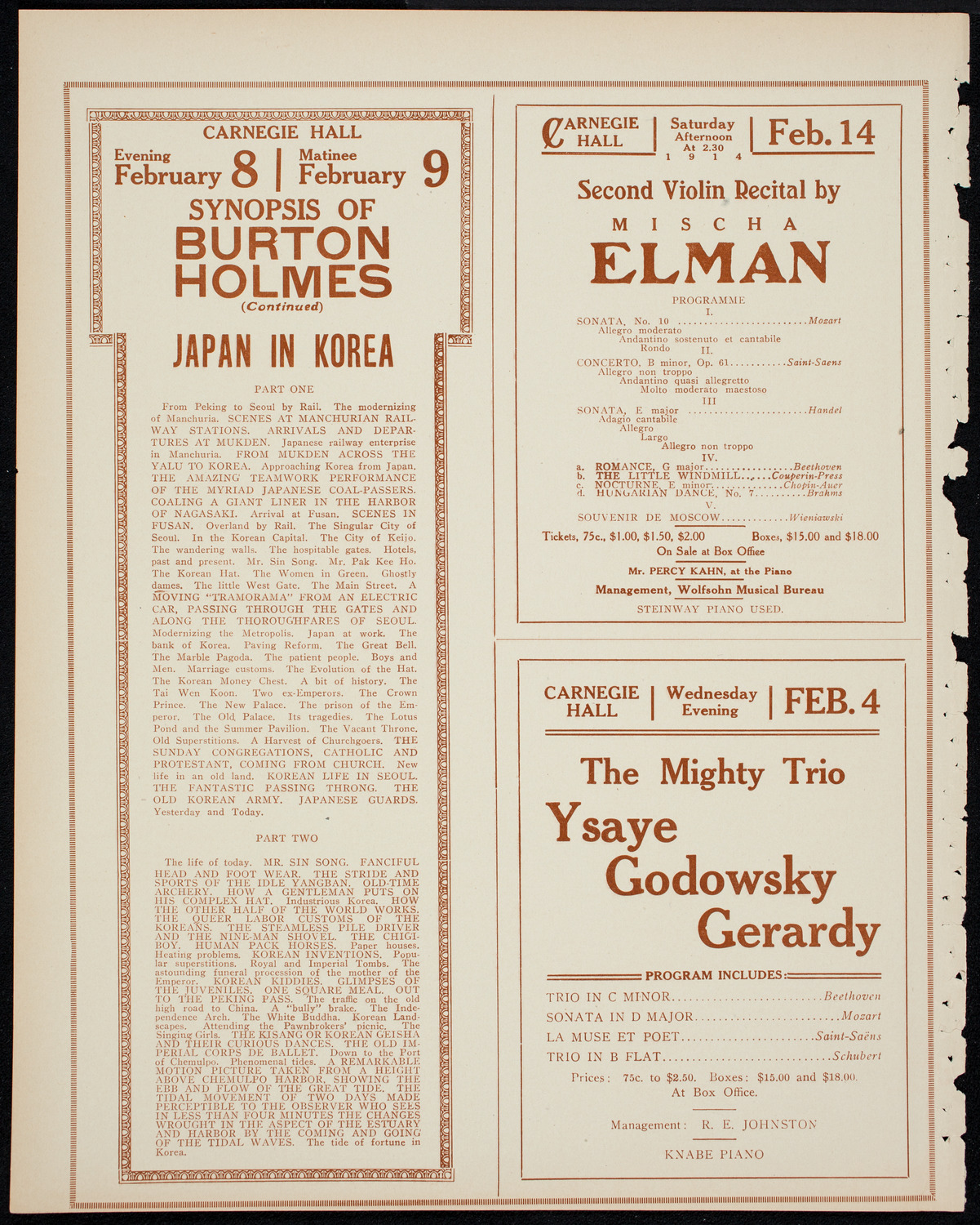 Burton Holmes Travelogue: China in 1913, February 1, 1914, program page 10